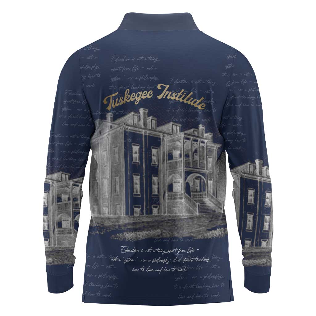 Booker T. Washington Long Sleeve Polo Shirt Tuskegee Institute Design Educational Legacy 1881 Historic Tribute - Wonder Print Shop