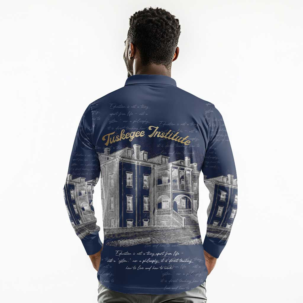 Booker T. Washington Long Sleeve Polo Shirt Tuskegee Institute Design Educational Legacy 1881 Historic Tribute - Wonder Print Shop