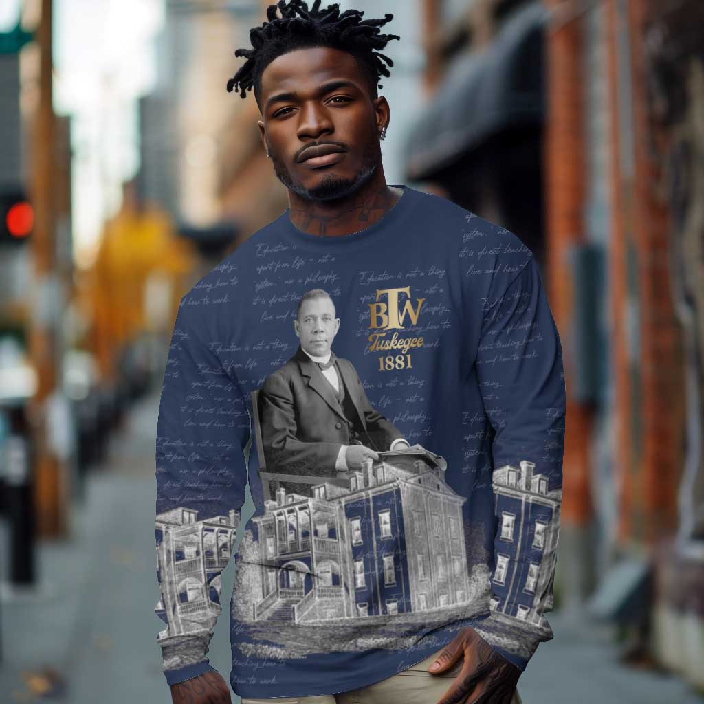 Booker T. Washington Long Sleeve Shirt Tuskegee Institute Design Educational Legacy 1881 Historic Tribute - Wonder Print Shop