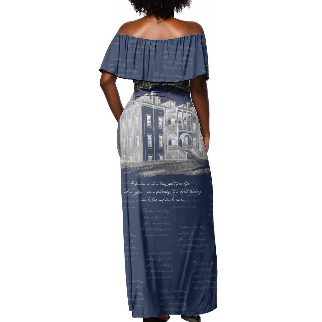 Booker T. Washington Off Shoulder Maxi Dress Tuskegee Institute Design Educational Legacy 1881 Historic Tribute - Wonder Print Shop