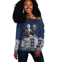 Booker T. Washington Off Shoulder Sweater Tuskegee Institute Design Educational Legacy 1881 Historic Tribute - Wonder Print Shop