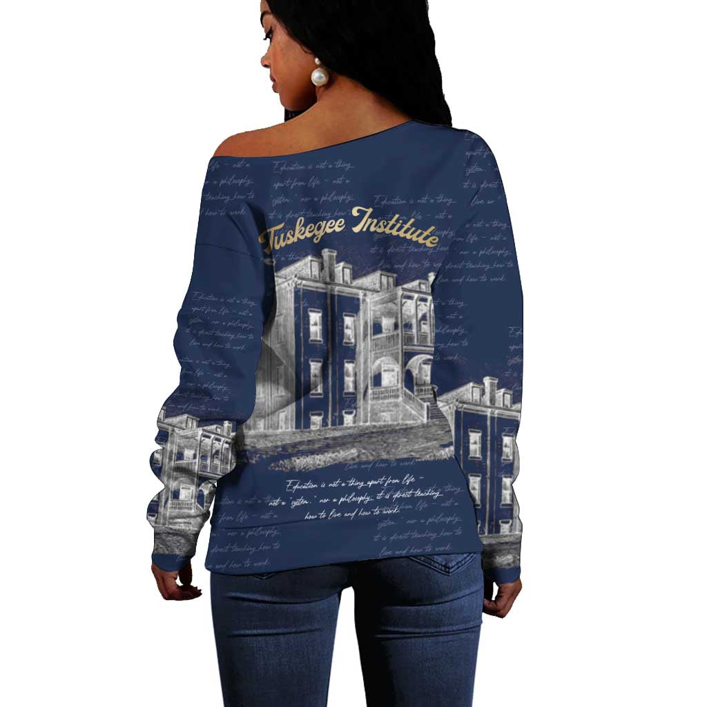Booker T. Washington Off Shoulder Sweater Tuskegee Institute Design Educational Legacy 1881 Historic Tribute - Wonder Print Shop