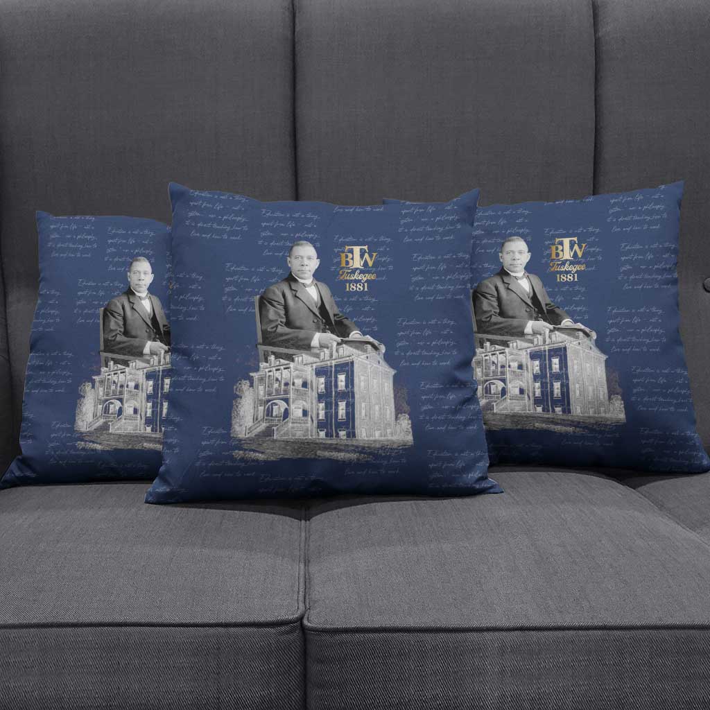 Booker T. Washington Pillow Cover Tuskegee Institute Design Educational Legacy 1881 Historic Tribute - Wonder Print Shop