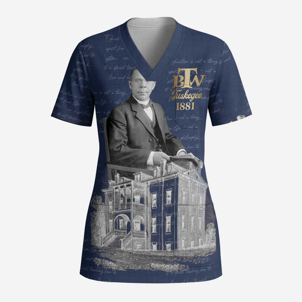 Booker T. Washington Scrub Top Tuskegee Institute Design Educational Legacy 1881 Historic Tribute - Wonder Print Shop