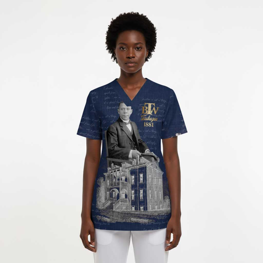 Booker T. Washington Scrub Top Tuskegee Institute Design Educational Legacy 1881 Historic Tribute - Wonder Print Shop