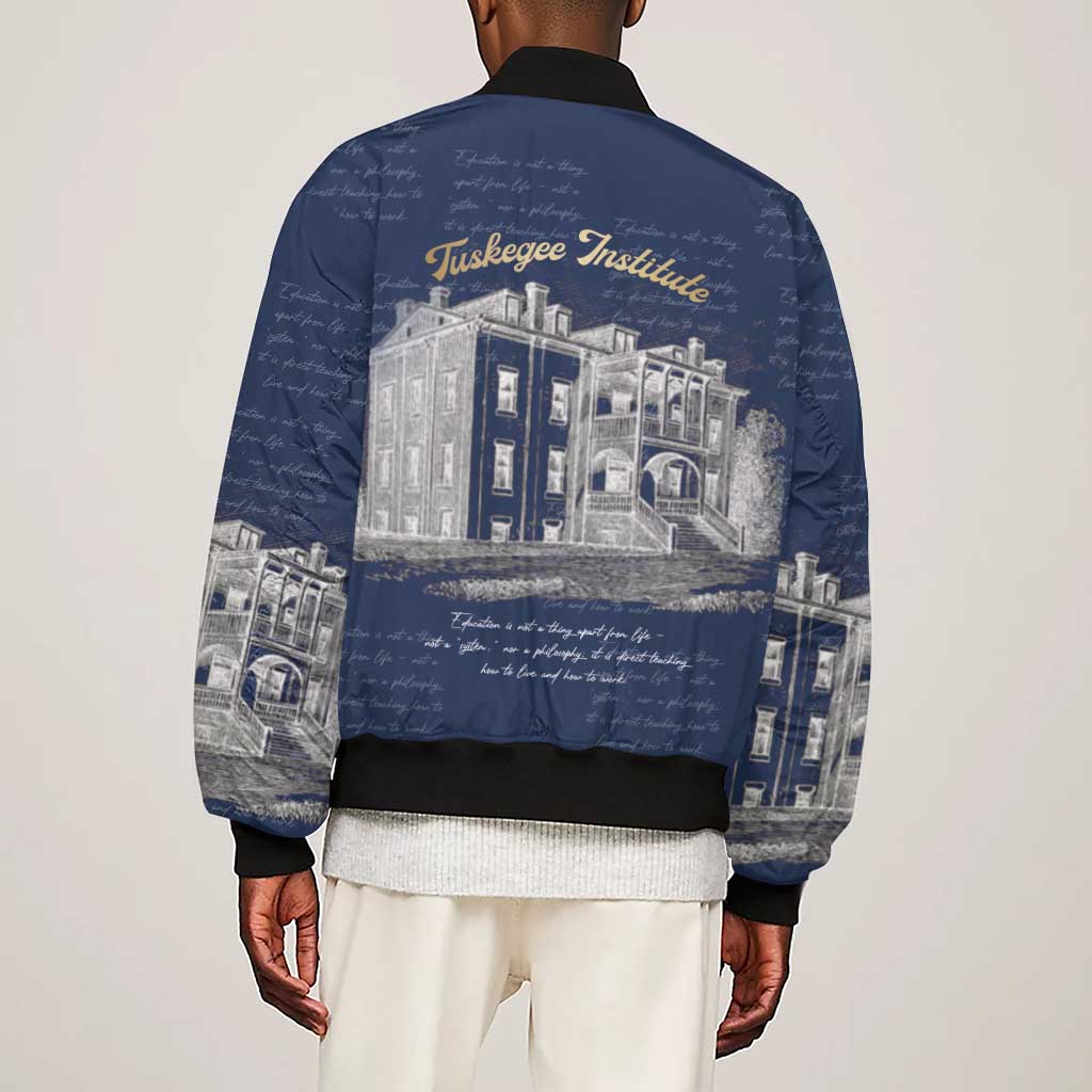 Booker T. Washington Sleeve Zip Bomber Jacket Tuskegee Institute Design Educational Legacy 1881 Historic Tribute - Wonder Print Shop