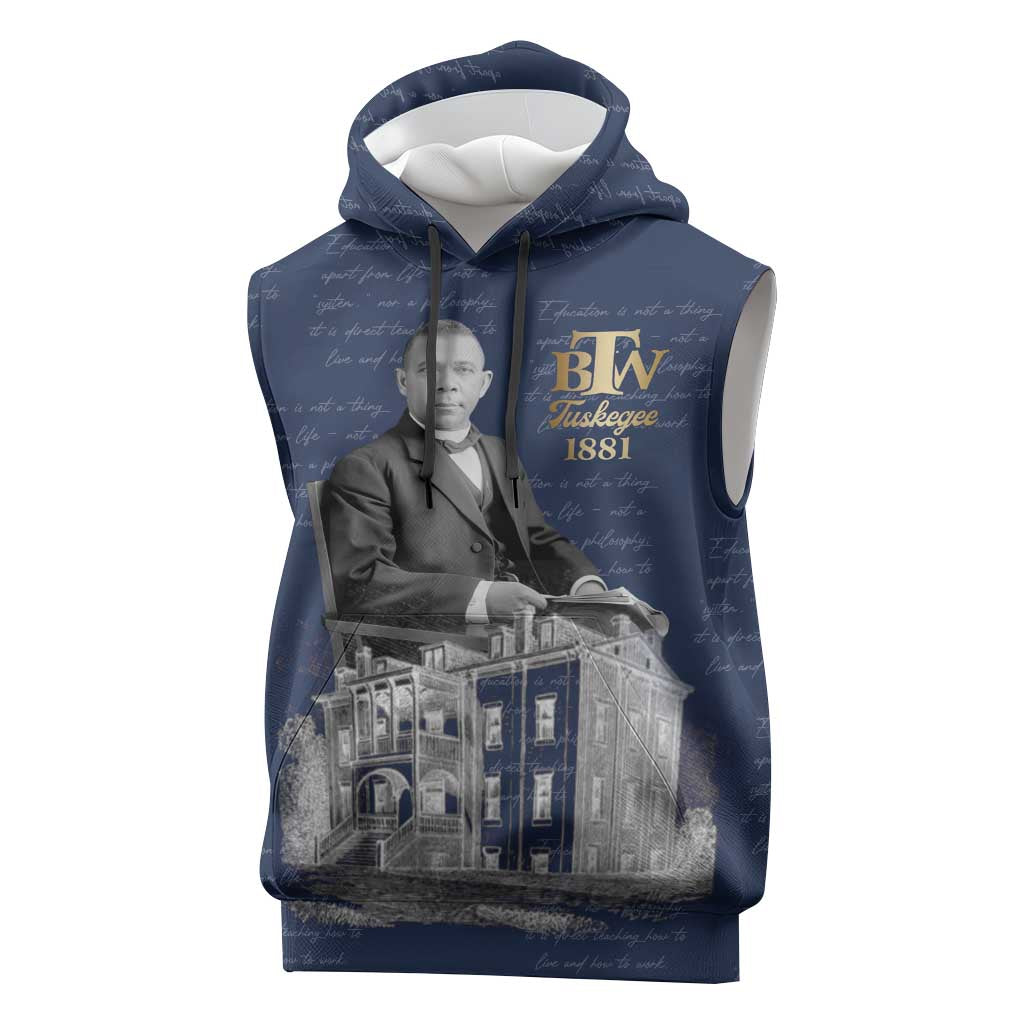 Booker T. Washington Sleeveless Hoodie Tuskegee Institute Design Educational Legacy 1881 Historic Tribute - Wonder Print Shop