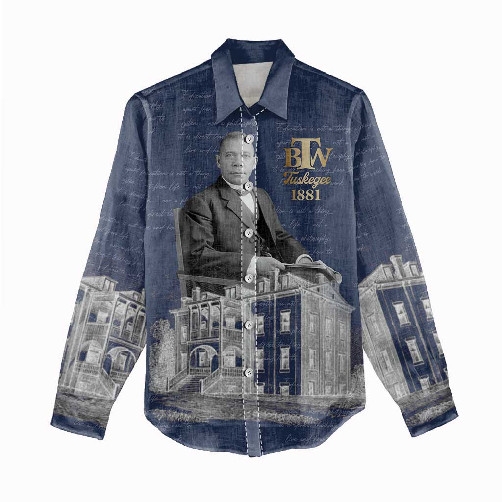 Booker T. Washington Women Casual Shirt Tuskegee Institute Design Educational Legacy 1881 Historic Tribute - Wonder Print Shop