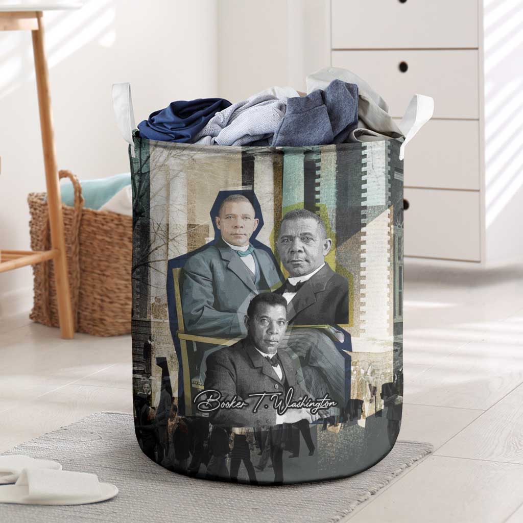 Booker T. Washington Laundry Basket Historic Portrait Collage Civil Rights Legacy Educational Pioneer Design - Wonder Print Shop