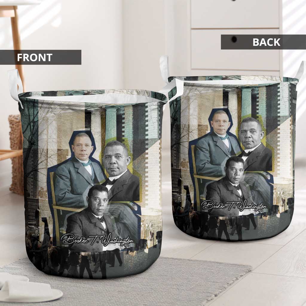 Booker T. Washington Laundry Basket Historic Portrait Collage Civil Rights Legacy Educational Pioneer Design - Wonder Print Shop