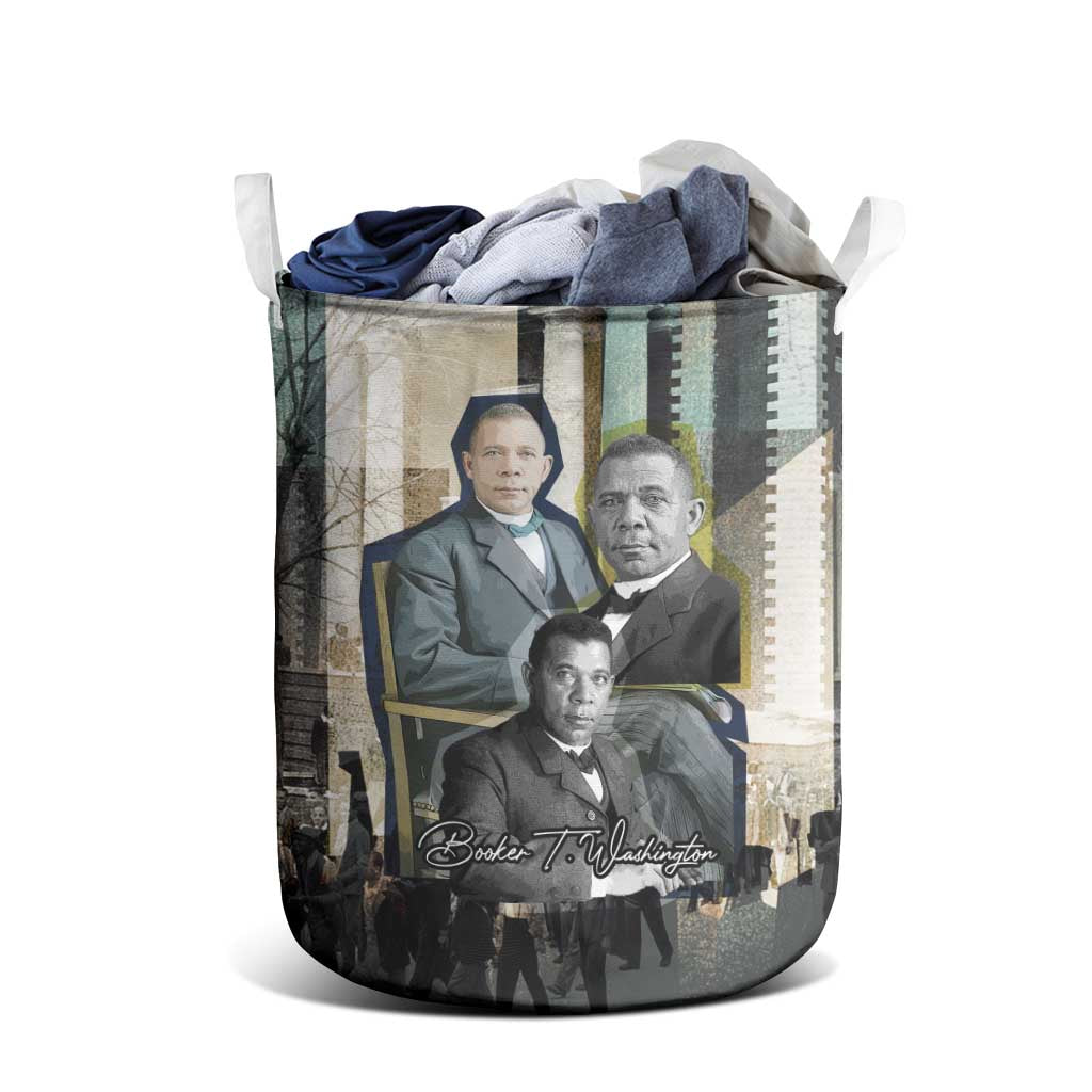 Booker T. Washington Laundry Basket Historic Portrait Collage Civil Rights Legacy Educational Pioneer Design - Wonder Print Shop