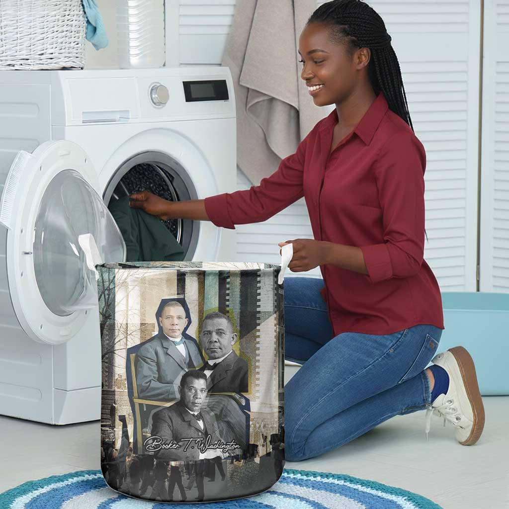 Booker T. Washington Laundry Basket Historic Portrait Collage Civil Rights Legacy Educational Pioneer Design - Wonder Print Shop