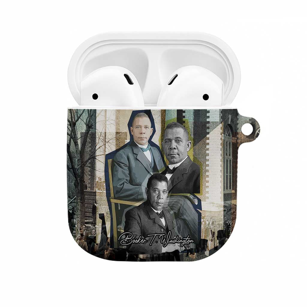 Booker T. Washington AirPods Case Historic Portrait Collage Civil Rights Legacy Educational Pioneer Design - Wonder Print Shop