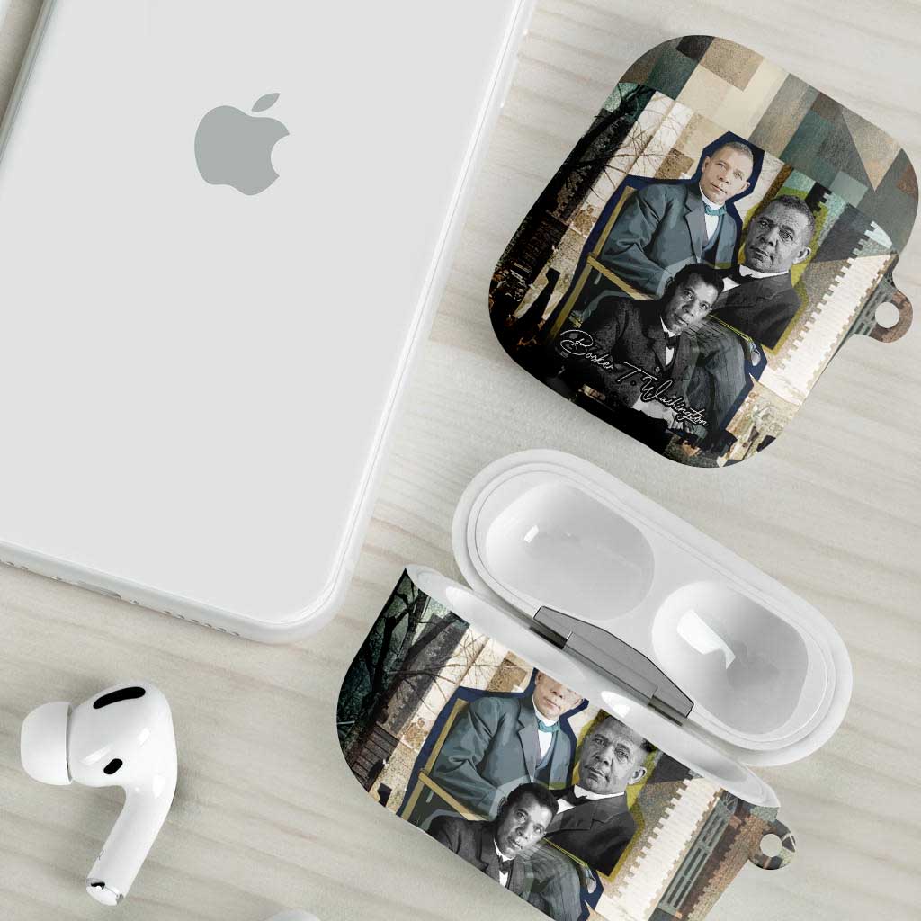 Booker T. Washington AirPods Case Historic Portrait Collage Civil Rights Legacy Educational Pioneer Design - Wonder Print Shop