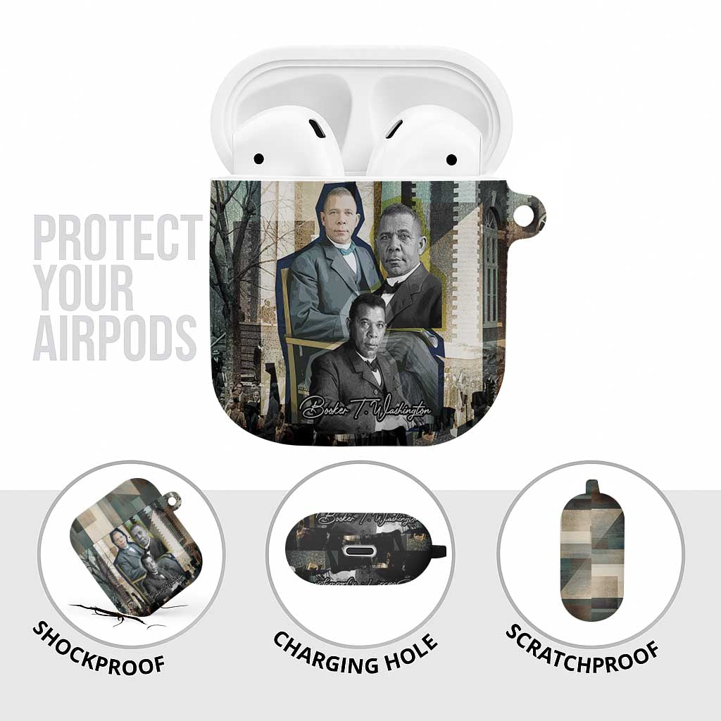 Booker T. Washington AirPods Case Historic Portrait Collage Civil Rights Legacy Educational Pioneer Design - Wonder Print Shop