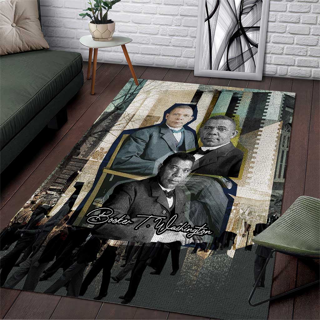 Booker T. Washington Area Rug Historic Portrait Collage Civil Rights Legacy Educational Pioneer Design - Wonder Print Shop
