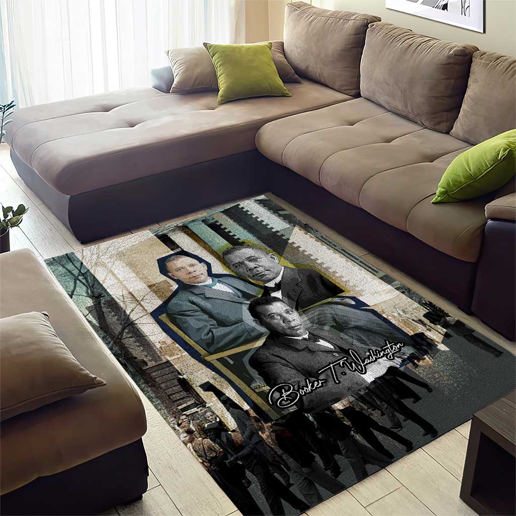 Booker T. Washington Area Rug Historic Portrait Collage Civil Rights Legacy Educational Pioneer Design - Wonder Print Shop