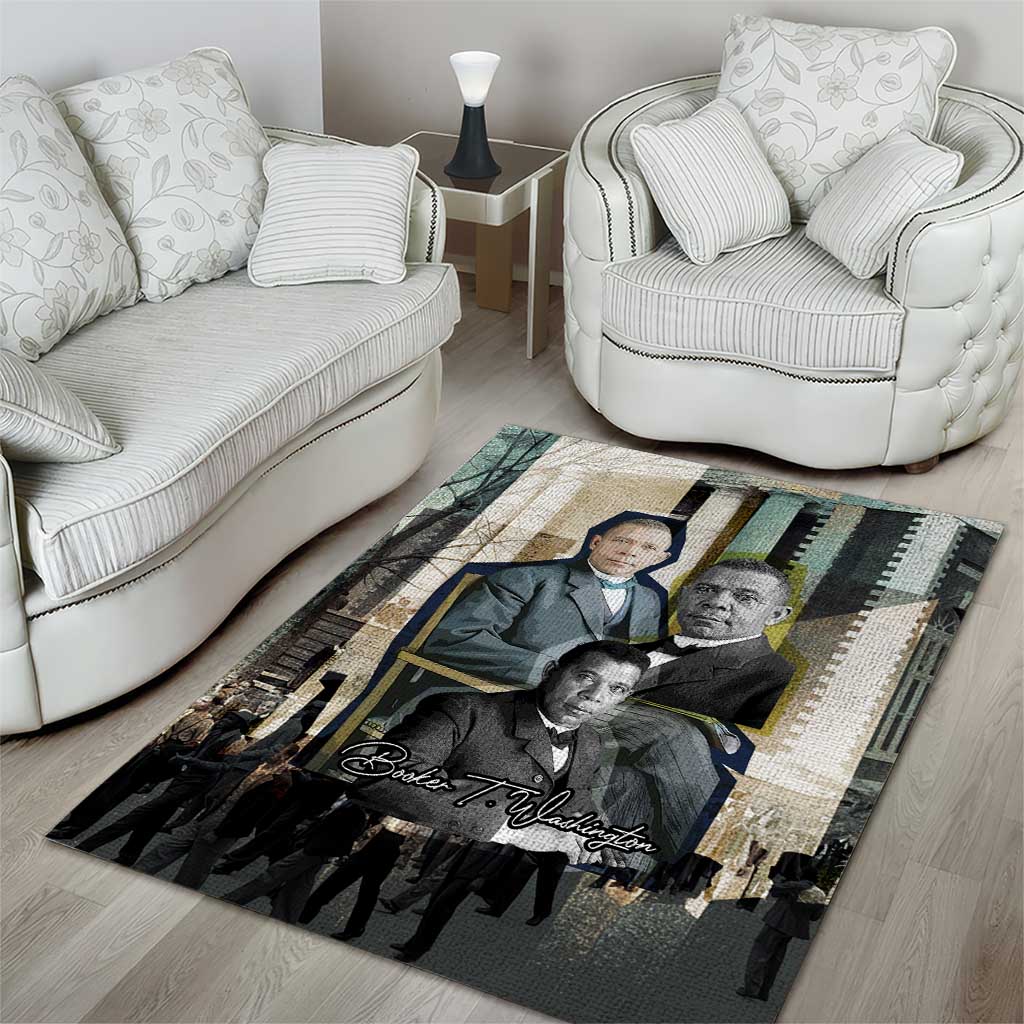 Booker T. Washington Area Rug Historic Portrait Collage Civil Rights Legacy Educational Pioneer Design - Wonder Print Shop