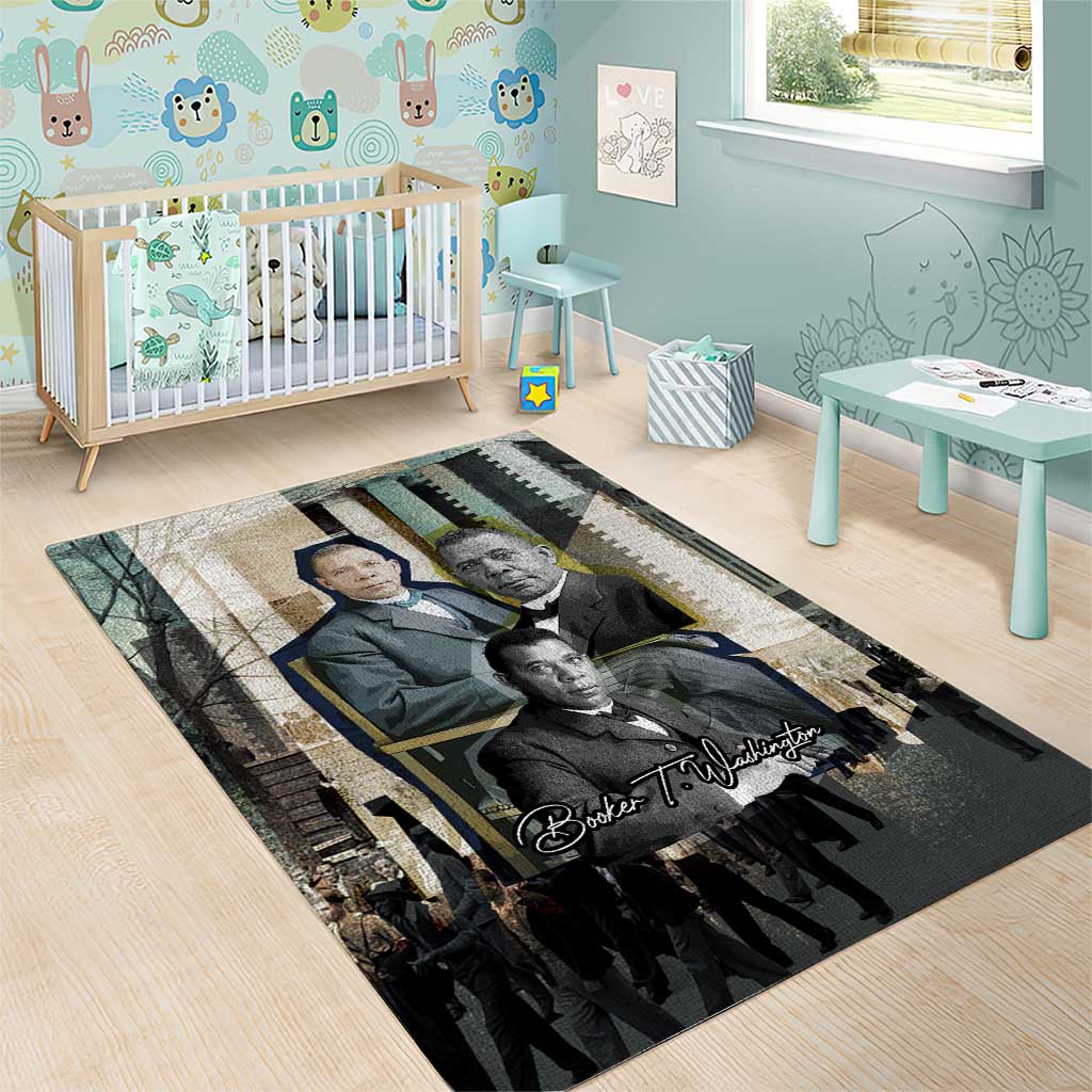 Booker T. Washington Area Rug Historic Portrait Collage Civil Rights Legacy Educational Pioneer Design - Wonder Print Shop