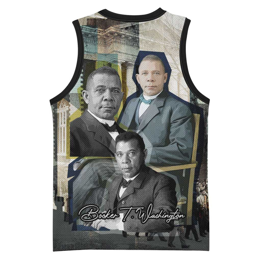 Booker T. Washington Basketball Jersey Historic Portrait Collage Civil Rights Legacy Educational Pioneer Design - Wonder Print Shop