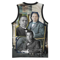 Booker T. Washington Basketball Jersey Historic Portrait Collage Civil Rights Legacy Educational Pioneer Design - Wonder Print Shop