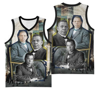 Booker T. Washington Basketball Jersey Historic Portrait Collage Civil Rights Legacy Educational Pioneer Design - Wonder Print Shop