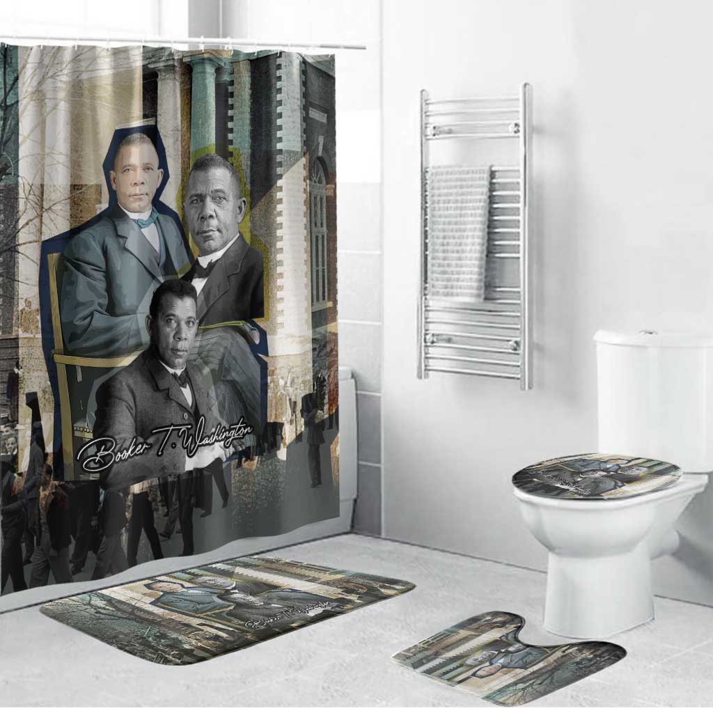 Booker T. Washington Bathroom Set Historic Portrait Collage Civil Rights Legacy Educational Pioneer Design - Wonder Print Shop