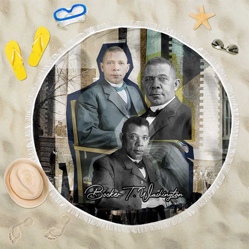 Booker T. Washington Beach Blanket Historic Portrait Collage Civil Rights Legacy Educational Pioneer Design - Wonder Print Shop