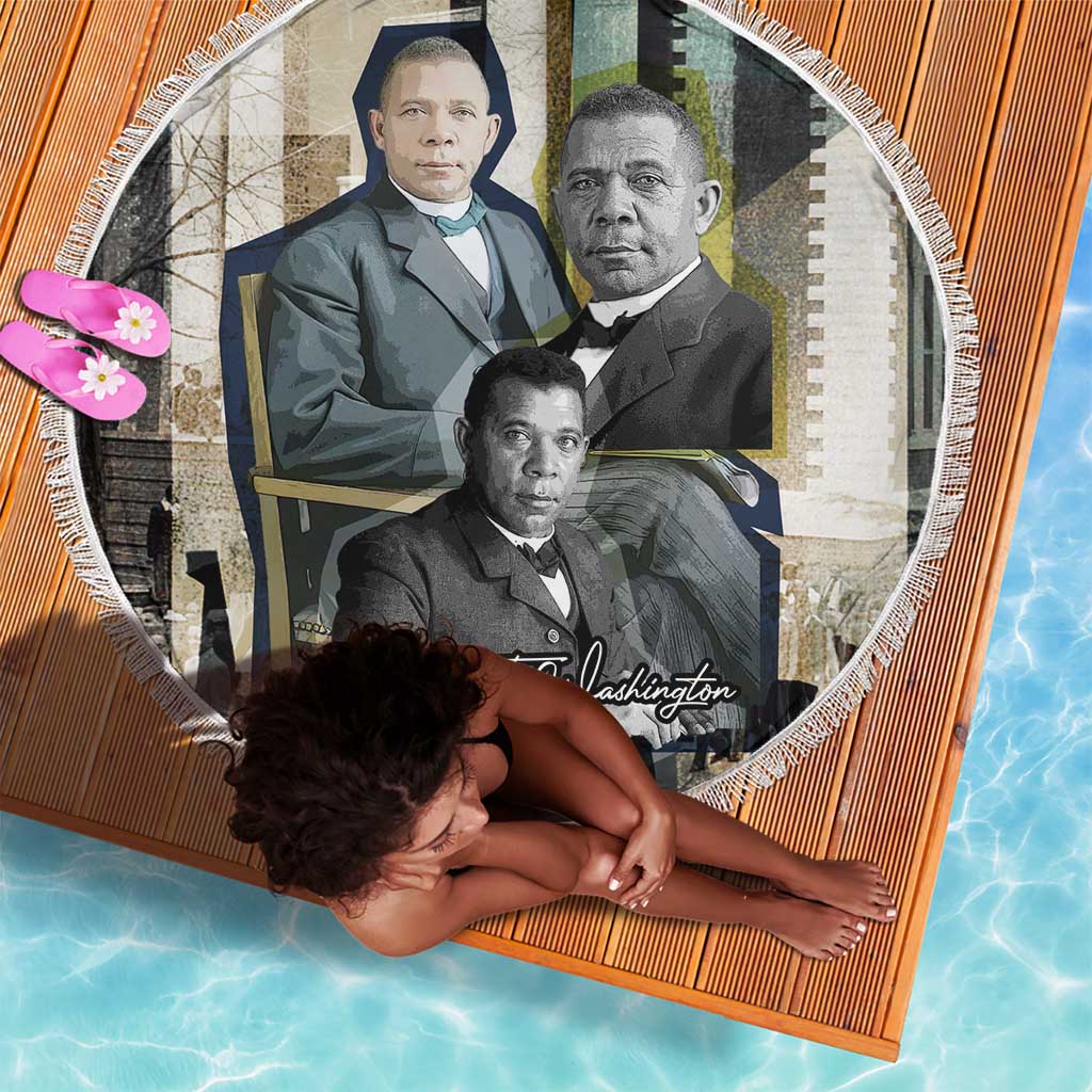 Booker T. Washington Beach Blanket Historic Portrait Collage Civil Rights Legacy Educational Pioneer Design - Wonder Print Shop