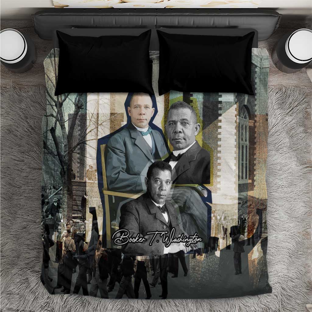 Booker T. Washington Bedding Set Historic Portrait Collage Civil Rights Legacy Educational Pioneer Design - Wonder Print Shop