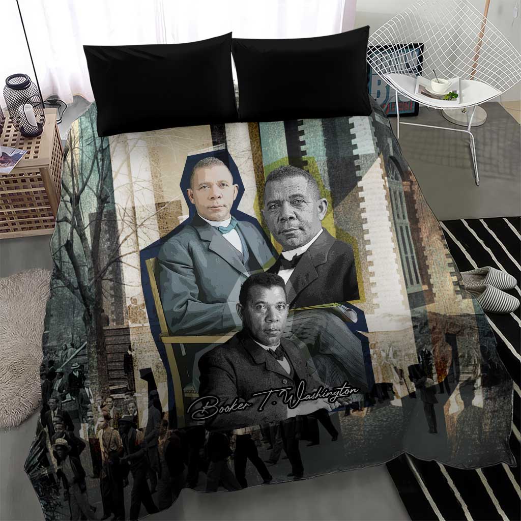 Booker T. Washington Bedding Set Historic Portrait Collage Civil Rights Legacy Educational Pioneer Design - Wonder Print Shop