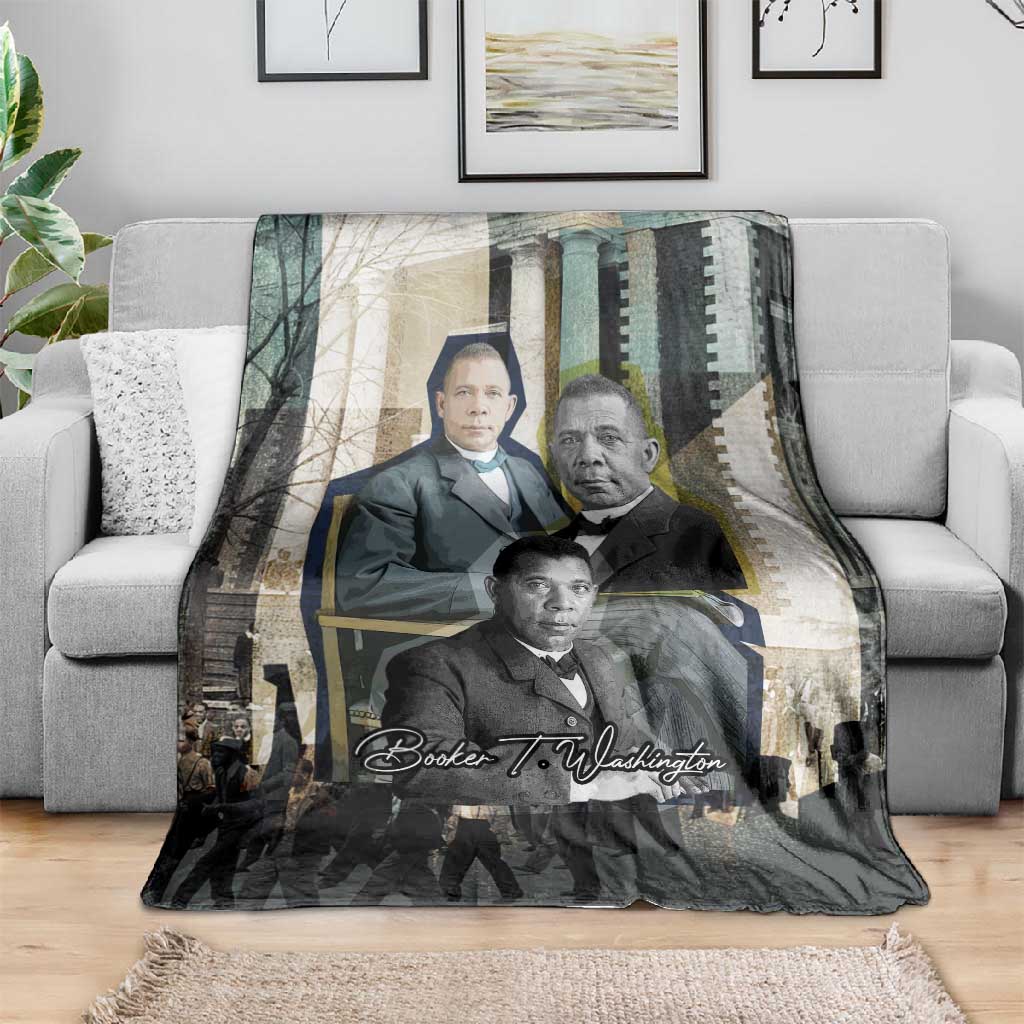 Booker T. Washington Blanket Historic Portrait Collage Civil Rights Legacy Educational Pioneer Design - Wonder Print Shop