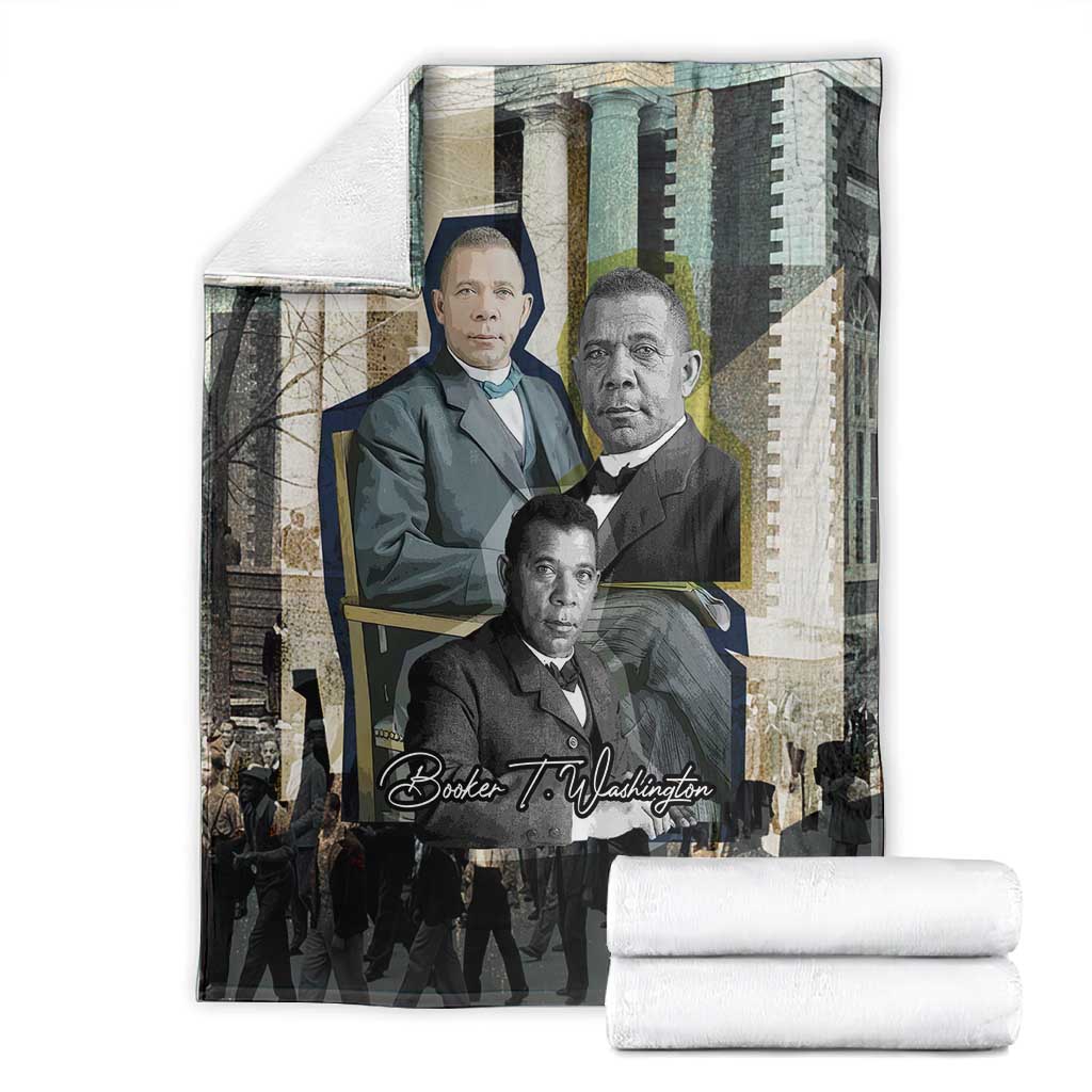 Booker T. Washington Blanket Historic Portrait Collage Civil Rights Legacy Educational Pioneer Design - Wonder Print Shop