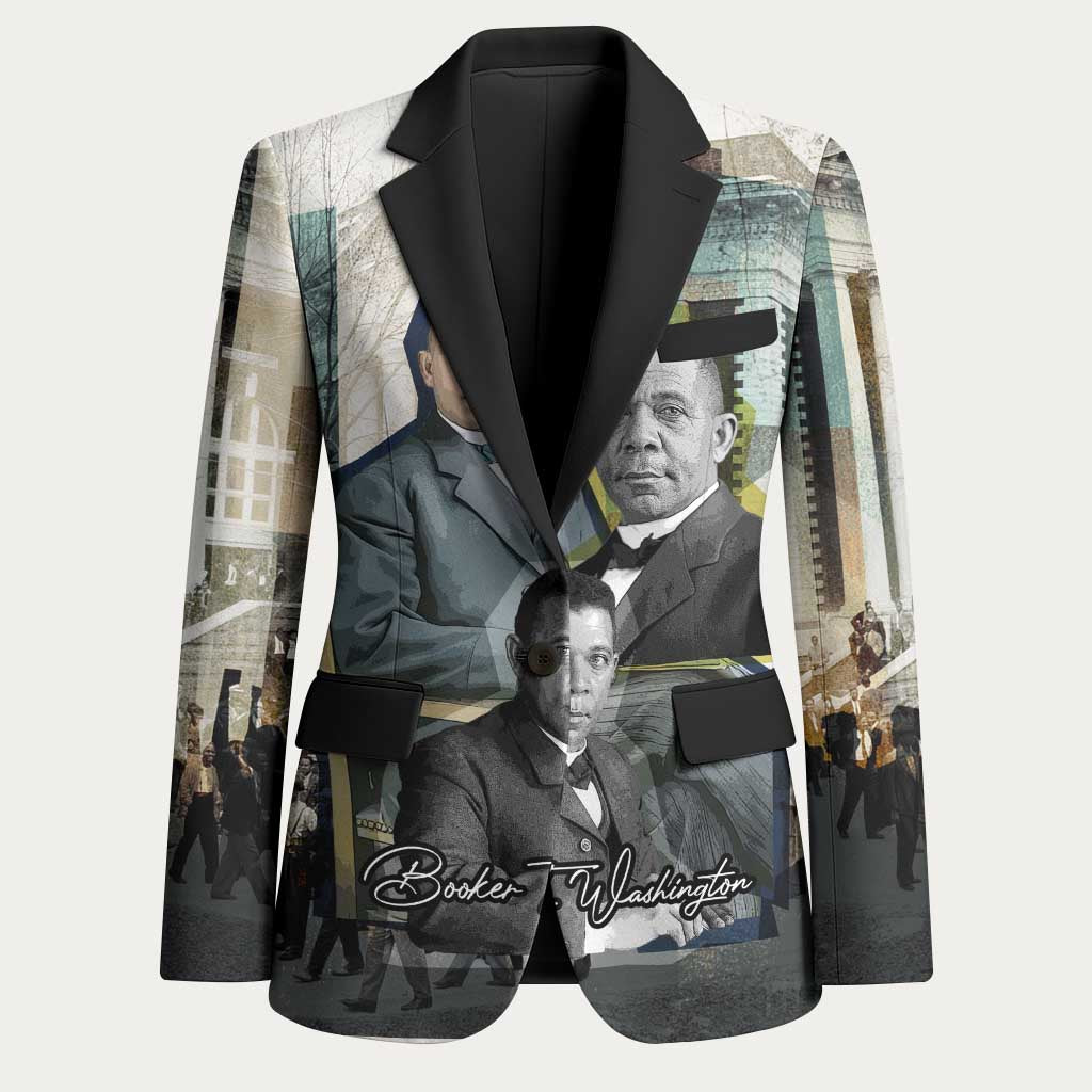 Booker T. Washington Blazer Historic Portrait Collage Civil Rights Legacy Educational Pioneer Design - Wonder Print Shop
