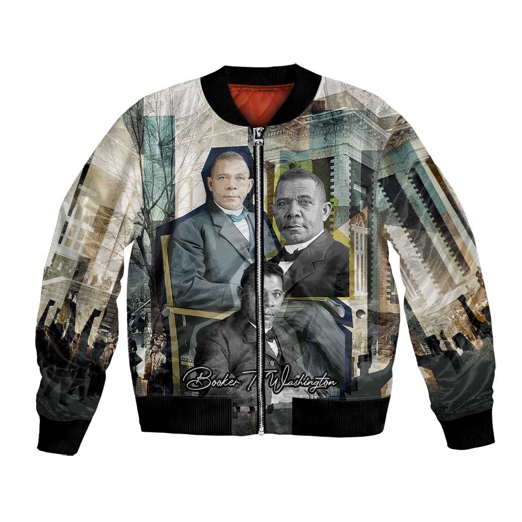 Booker T. Washington Bomber Jacket Historic Portrait Collage Civil Rights Legacy Educational Pioneer Design - Wonder Print Shop