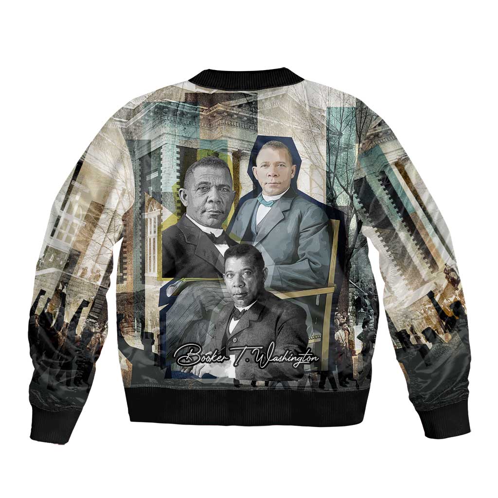 Booker T. Washington Bomber Jacket Historic Portrait Collage Civil Rights Legacy Educational Pioneer Design - Wonder Print Shop