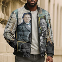 Booker T. Washington Bomber Puffer Jacket Historic Portrait Collage Civil Rights Legacy Educational Pioneer Design - Wonder Print Shop