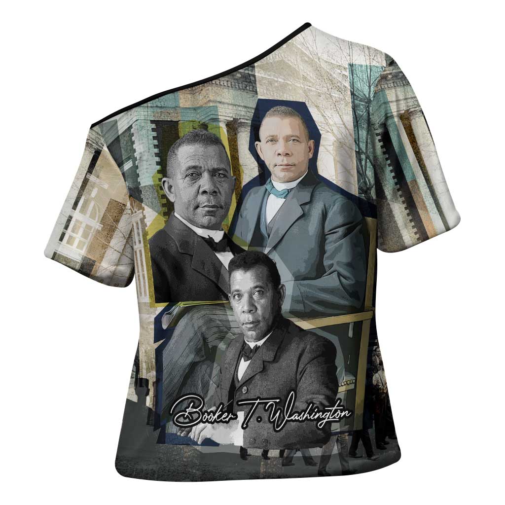 Booker T. Washington Cross Shoulder Shirt Historic Portrait Collage Civil Rights Legacy Educational Pioneer Design - Wonder Print Shop