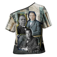 Booker T. Washington Cross Shoulder Shirt Historic Portrait Collage Civil Rights Legacy Educational Pioneer Design - Wonder Print Shop
