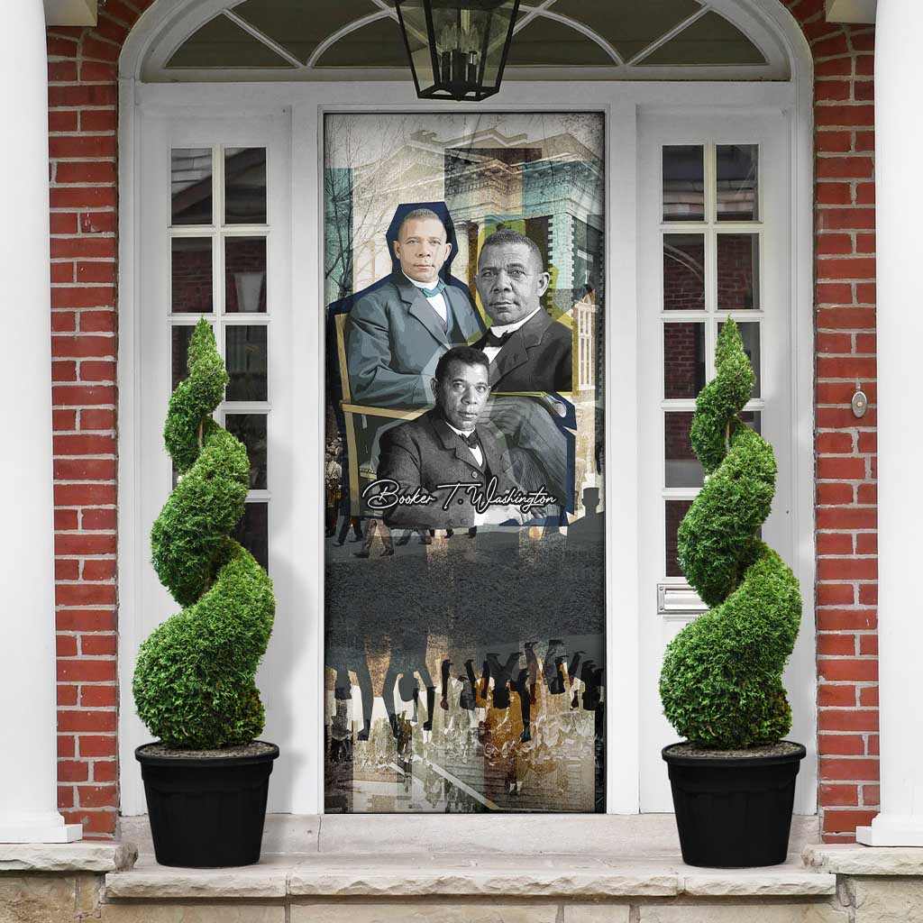 Booker T. Washington Door Cover Historic Portrait Collage Civil Rights Legacy Educational Pioneer Design - Wonder Print Shop