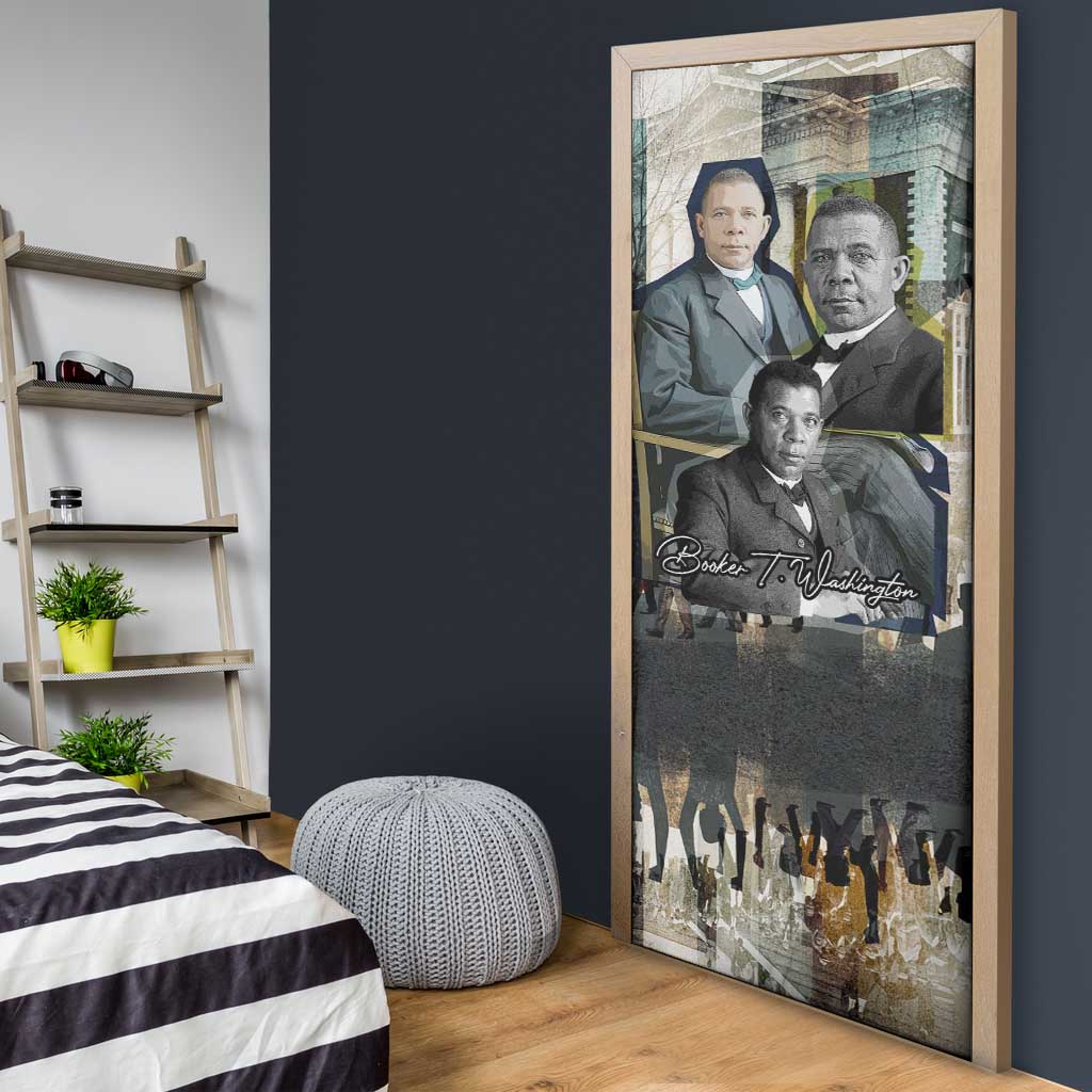 Booker T. Washington Door Cover Historic Portrait Collage Civil Rights Legacy Educational Pioneer Design - Wonder Print Shop