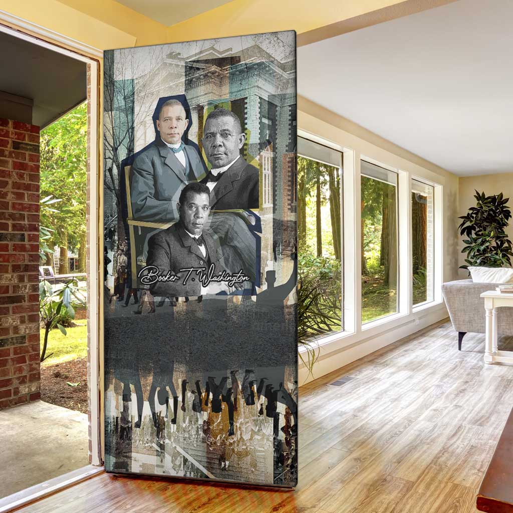 Booker T. Washington Door Cover Historic Portrait Collage Civil Rights Legacy Educational Pioneer Design - Wonder Print Shop