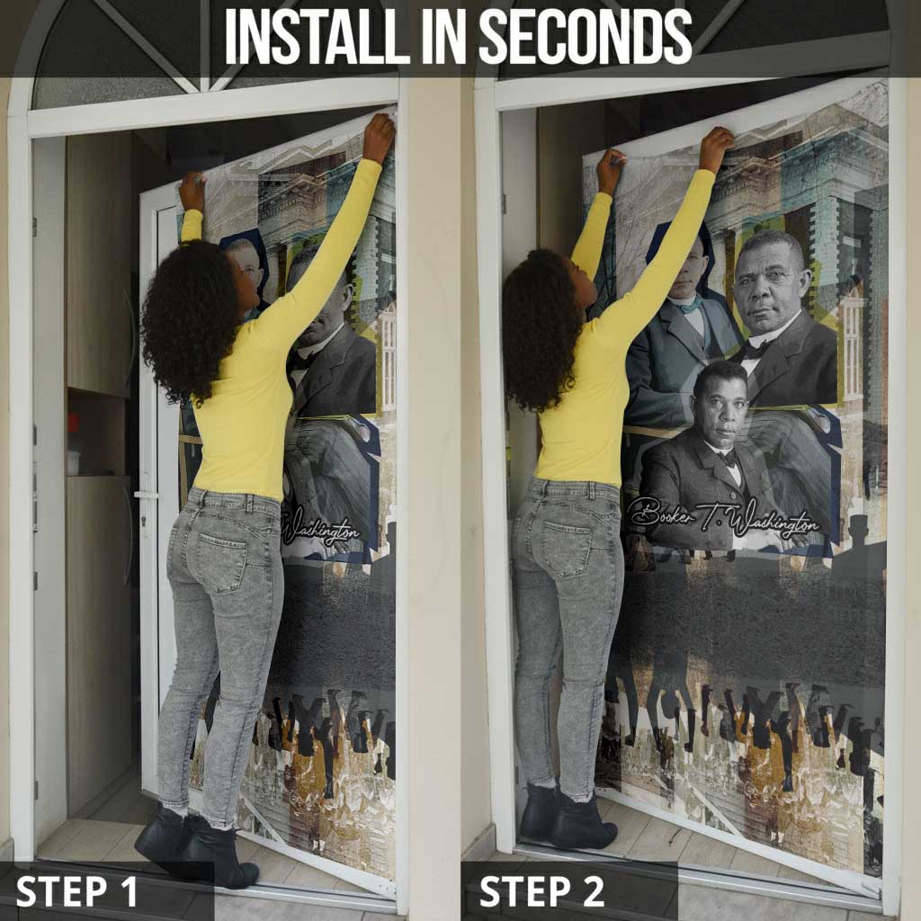 Booker T. Washington Door Cover Historic Portrait Collage Civil Rights Legacy Educational Pioneer Design - Wonder Print Shop
