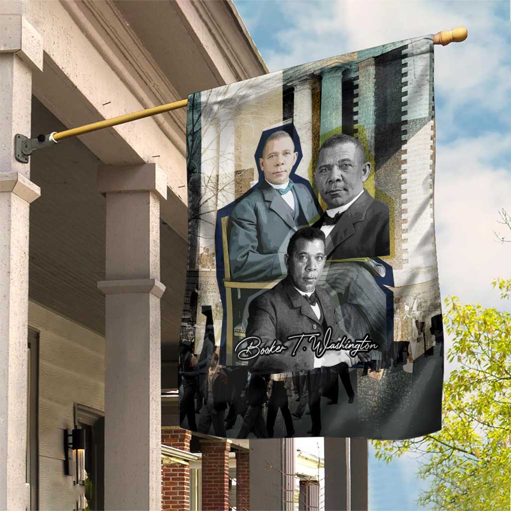 Booker T. Washington Garden Flag Historic Portrait Collage Civil Rights Legacy Educational Pioneer Design - Wonder Print Shop