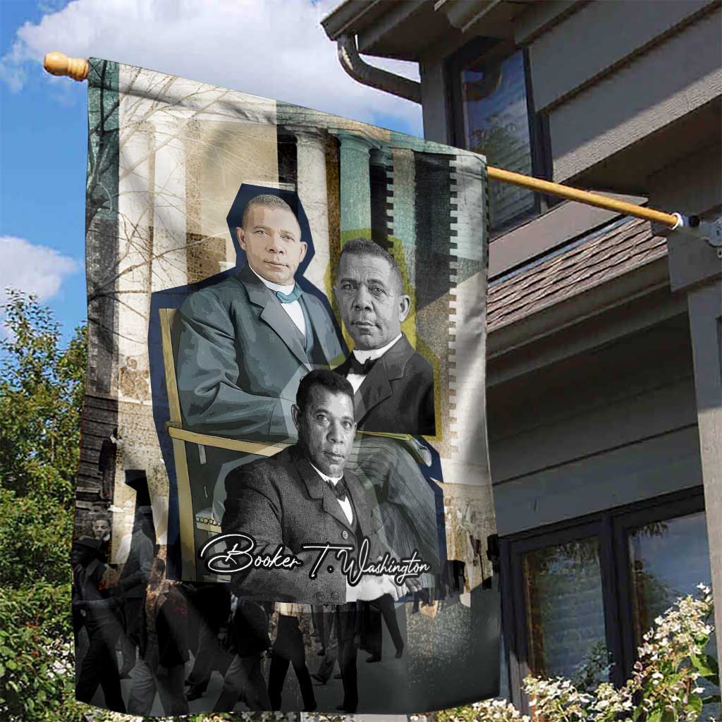 Booker T. Washington Garden Flag Historic Portrait Collage Civil Rights Legacy Educational Pioneer Design - Wonder Print Shop