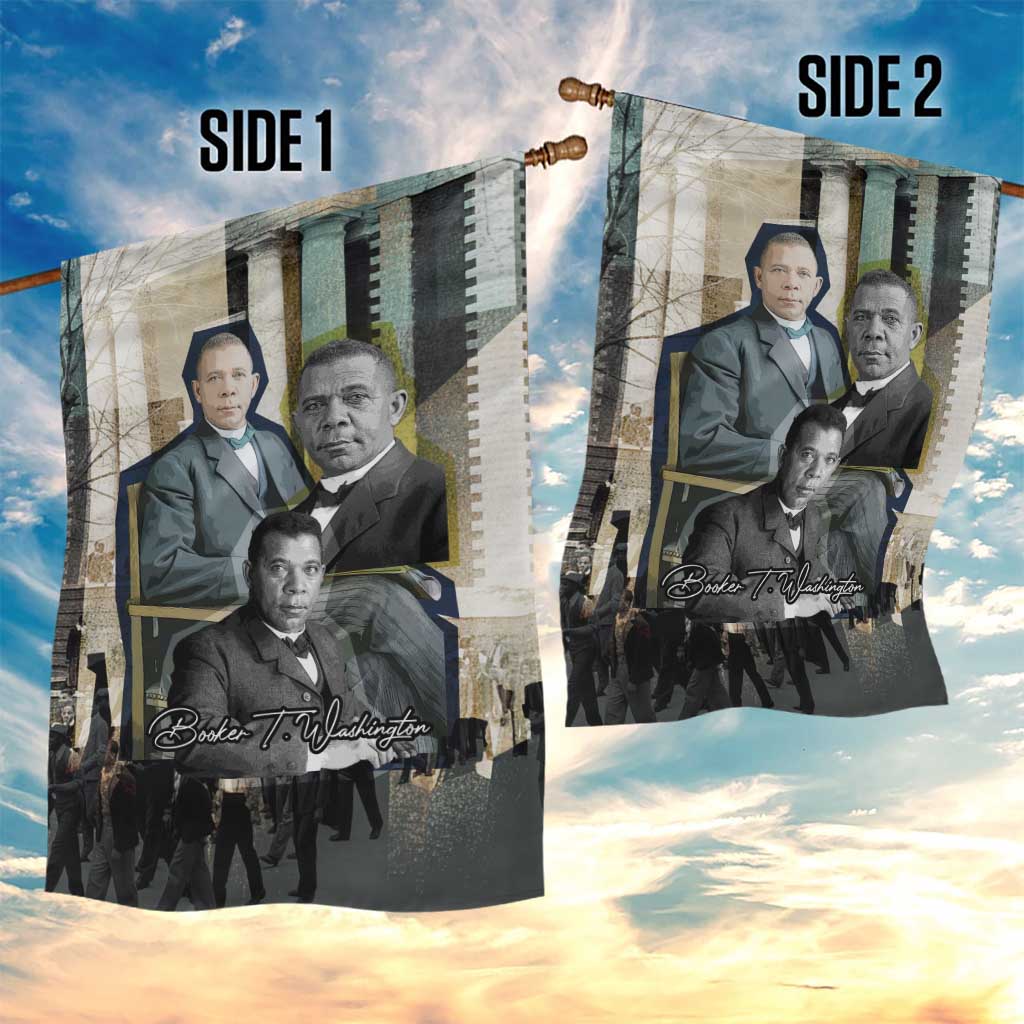 Booker T. Washington Garden Flag Historic Portrait Collage Civil Rights Legacy Educational Pioneer Design - Wonder Print Shop