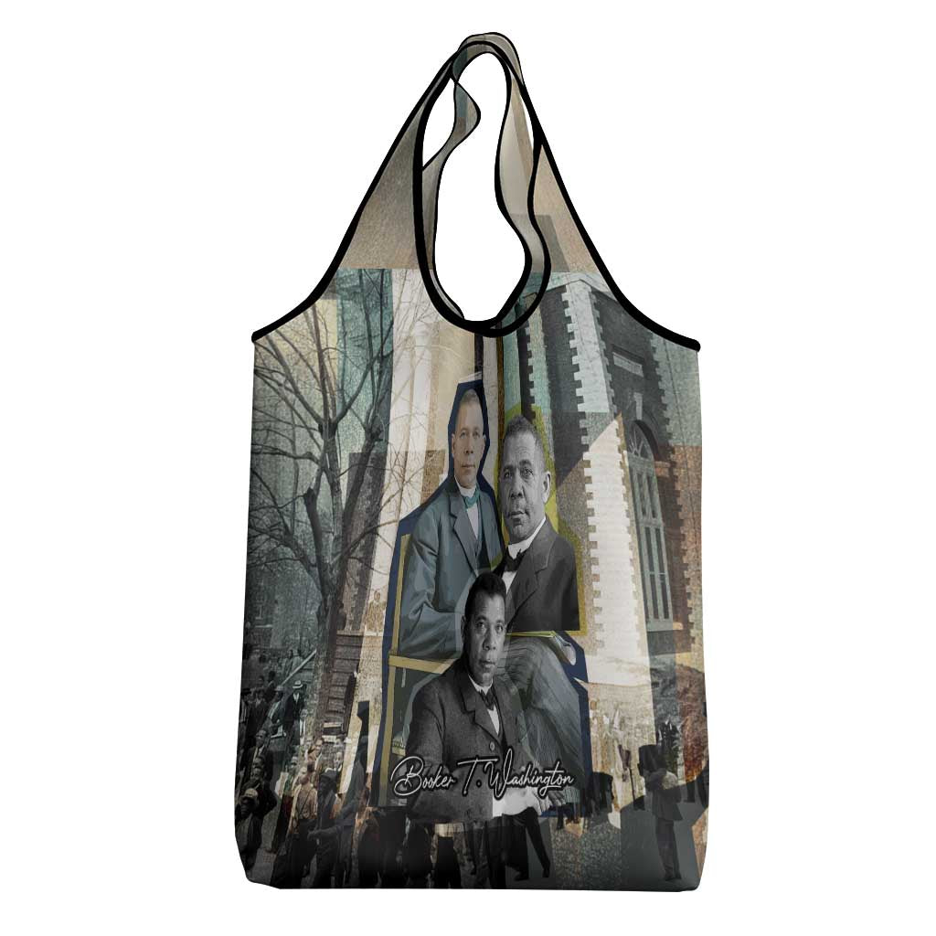 Booker T. Washington Grocery Bag Historic Portrait Collage Civil Rights Legacy Educational Pioneer Design - Wonder Print Shop