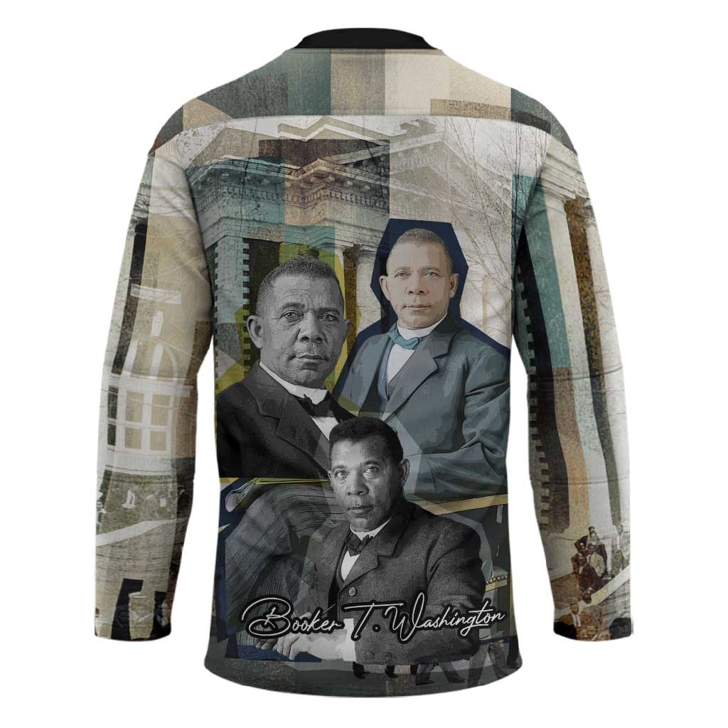 Booker T. Washington Hockey Jersey Historic Portrait Collage Civil Rights Legacy Educational Pioneer Design - Wonder Print Shop