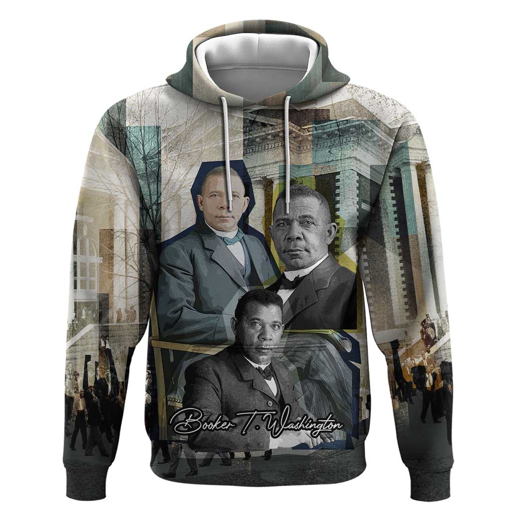 Booker T. Washington Hoodie Historic Portrait Collage Civil Rights Legacy Educational Pioneer Design - Wonder Print Shop