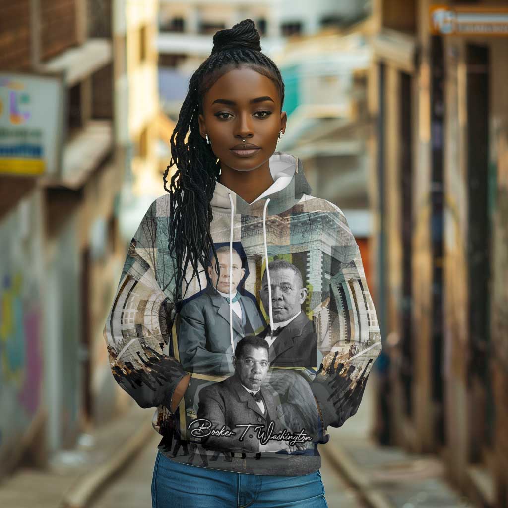 Booker T. Washington Hoodie Historic Portrait Collage Civil Rights Legacy Educational Pioneer Design - Wonder Print Shop